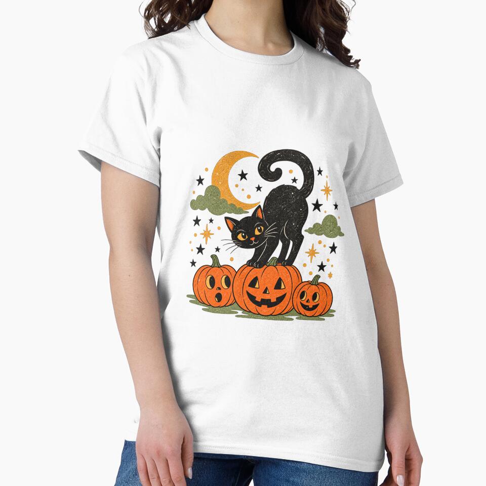Halloween Black Cat 90s Vintage Spooky Season by LorenaVirex