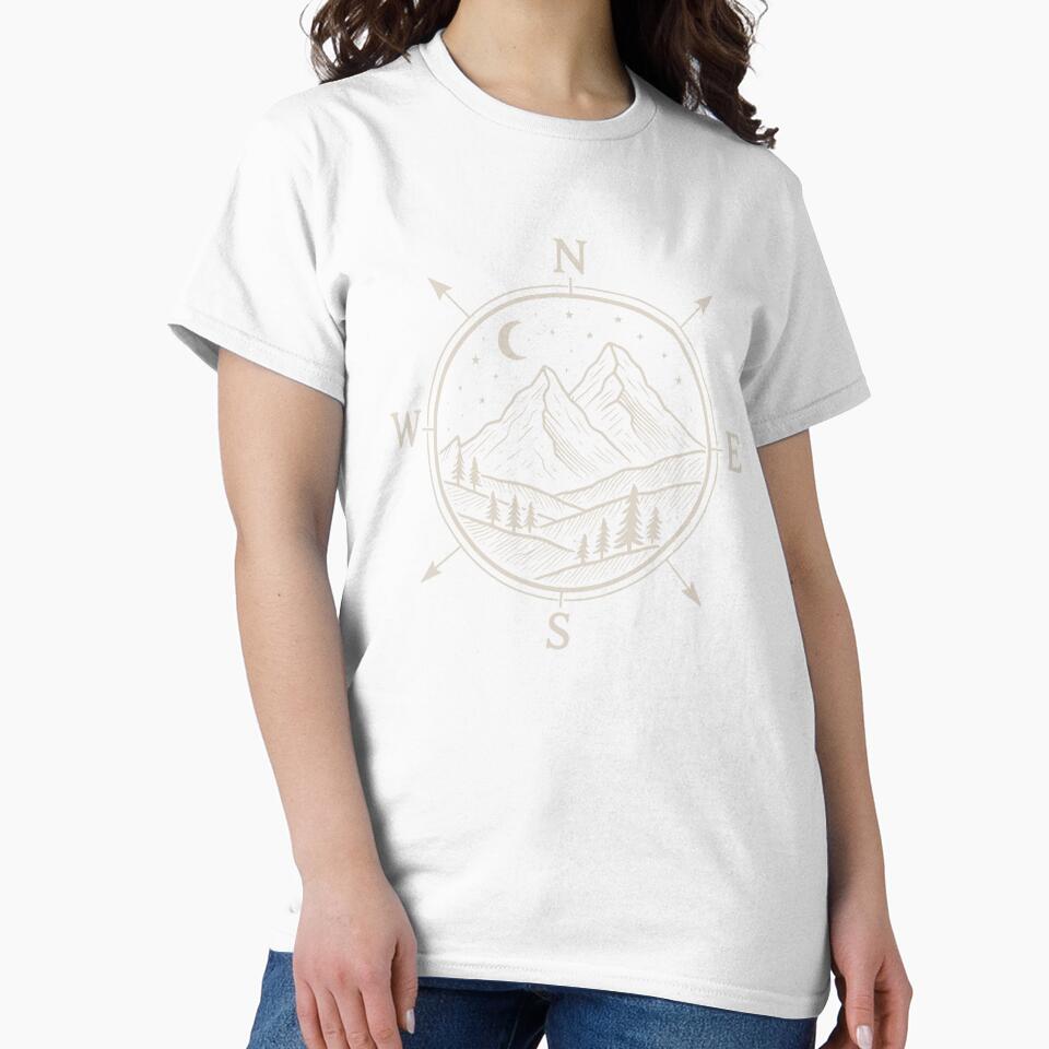Wanderlust Compass Mountain Line Art Outdoors by JackCurtis1991