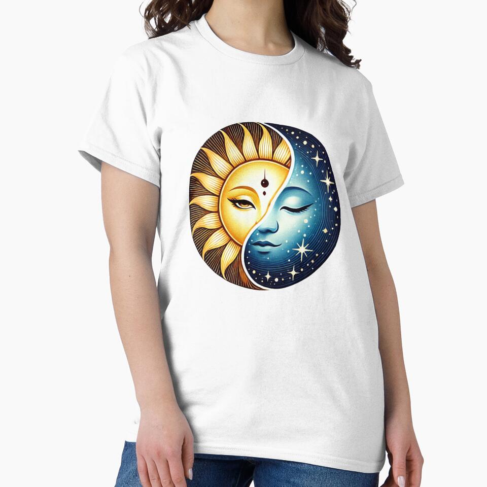 Celestial yin yang sun and moon face – Mystical Celestial Balance by Print On Demand HQ