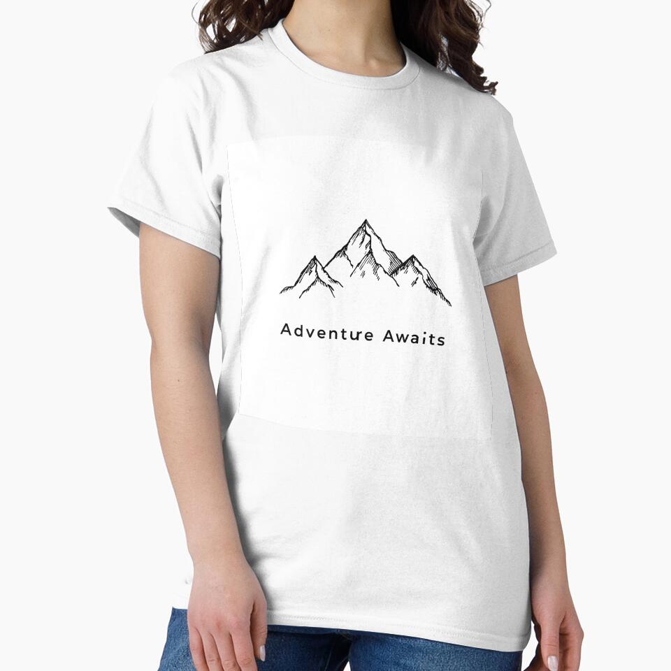 Adventure Awaits Mountain Line Art - Minimalist Outdoor Explorer Design by AdamGierczyk