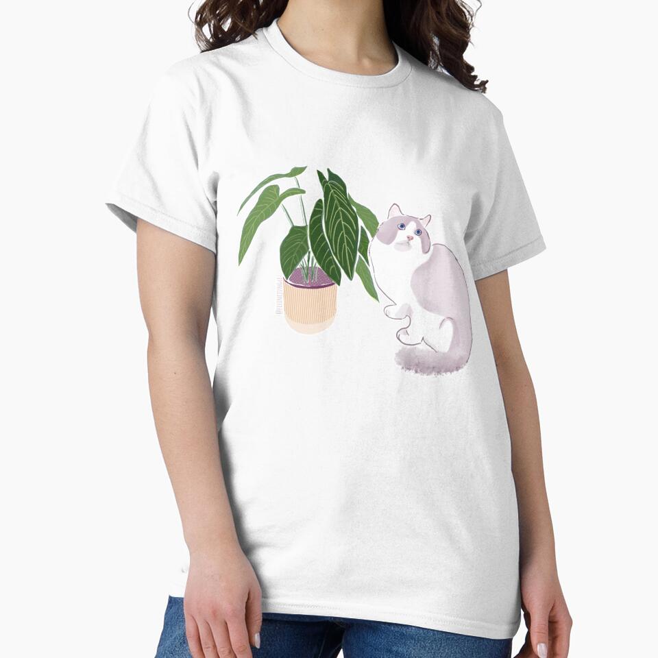 Cotton Candy Cat & Plant by felinejungle