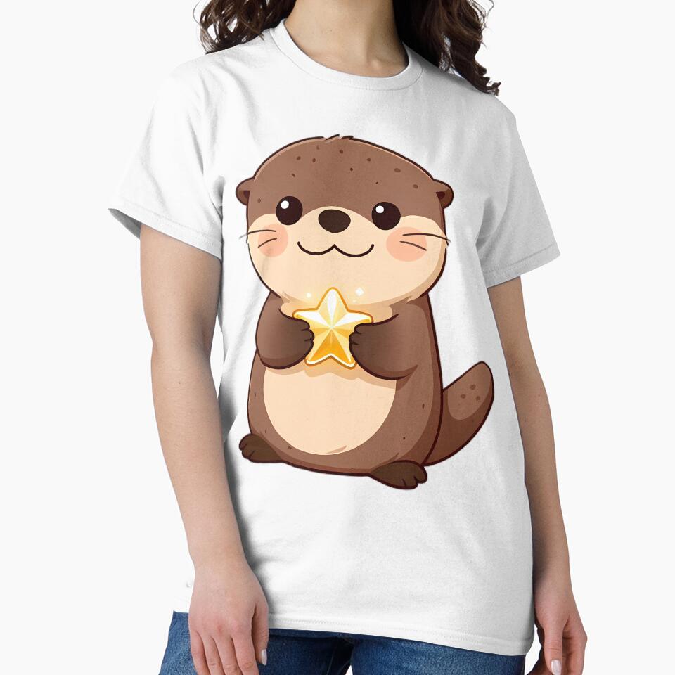 Cute River Otter with Glowing Star Pearl by pumsquare
