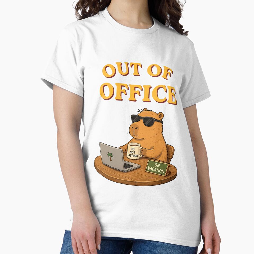 Out of Office | Cute Capybara Working from the Beach by kstheladesigns