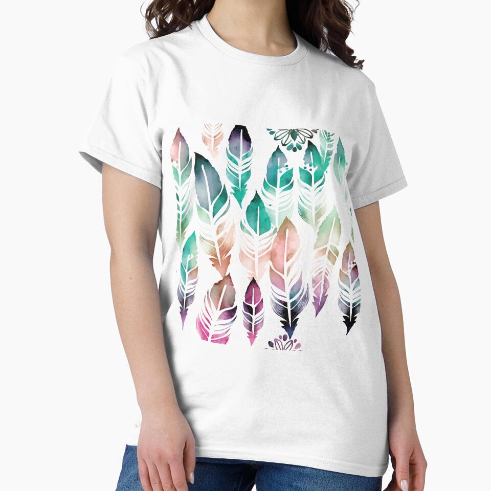 A Delicate Watercolor Print of Feathers- Boho Chic Patterns by GVRDesign