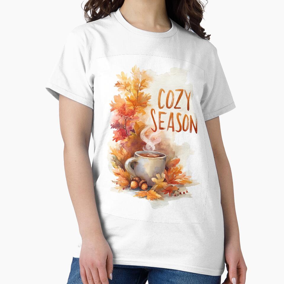 Cozy Season – Autumn Tea Watercolor by Helenaphotoart