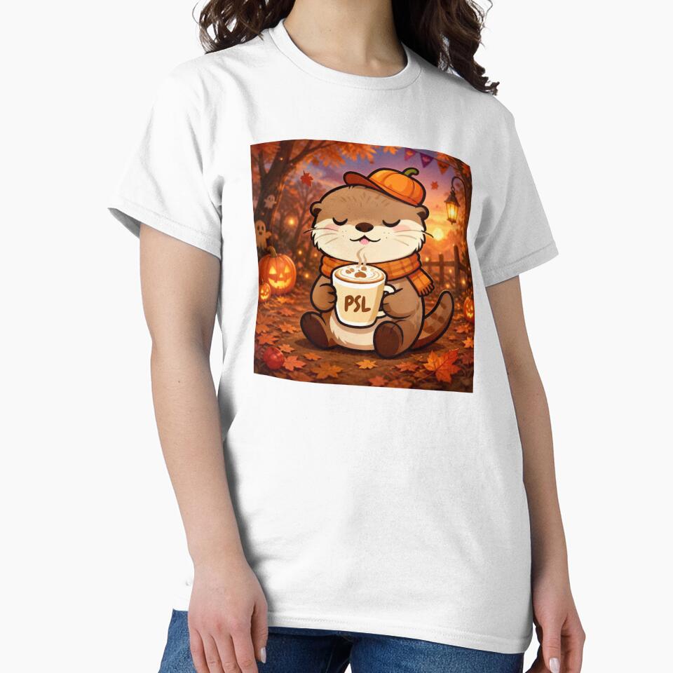 Pumpkin Spice Latte Sea Otter with Tiny Pumpkin Hat by Otterbean