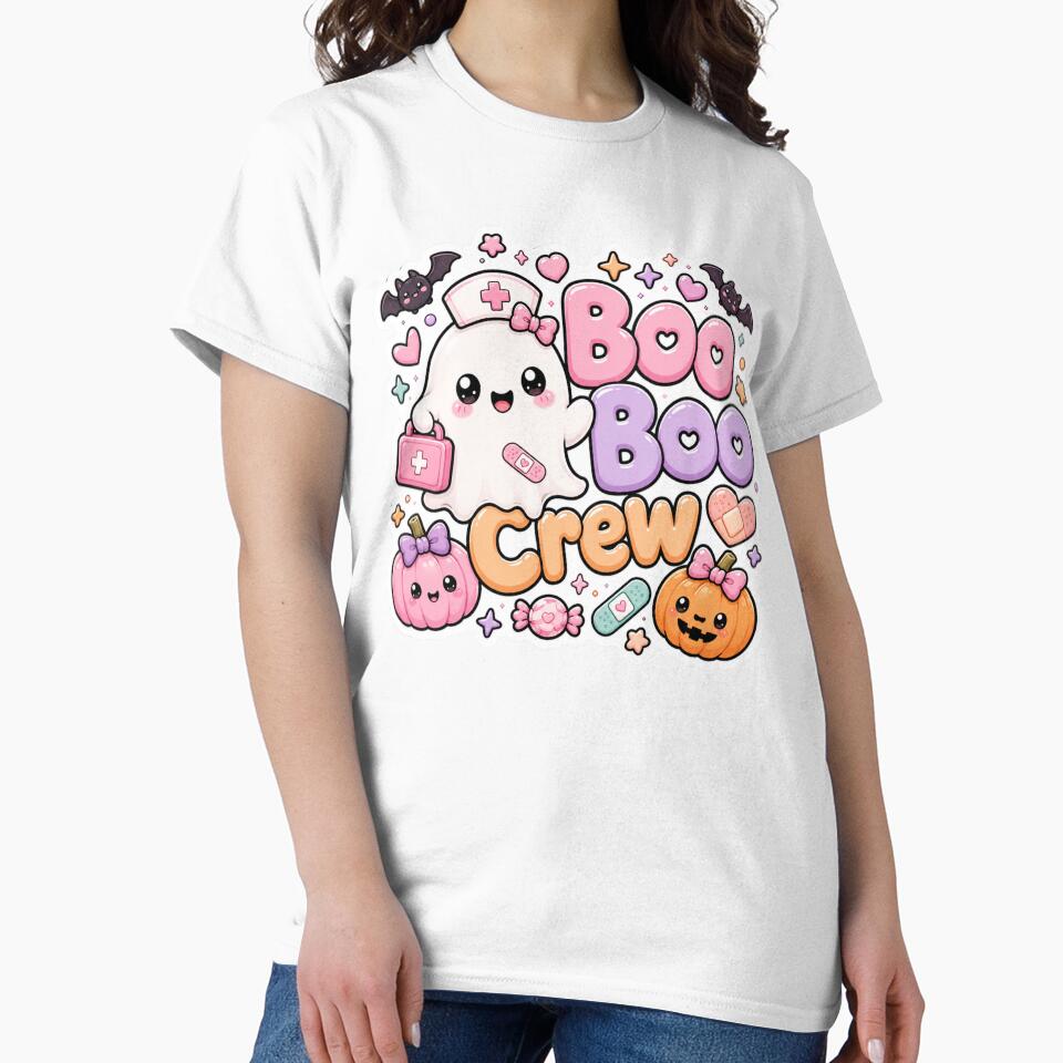 Boo Boo Crew Kawaii Cute Halloween Ghost Nurse Medical Doctor by TheHappyCatStudio