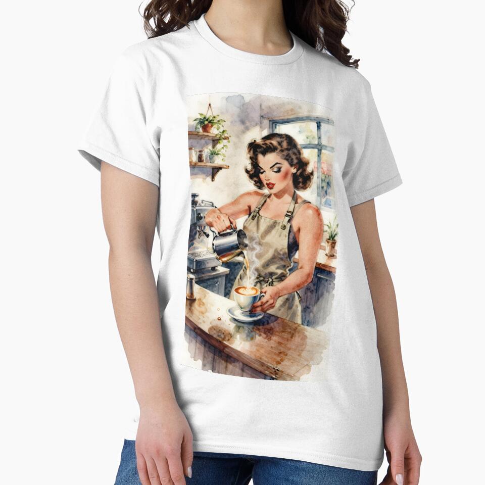 Retro Pin-Up - Barista Lady by AiFantasticArt