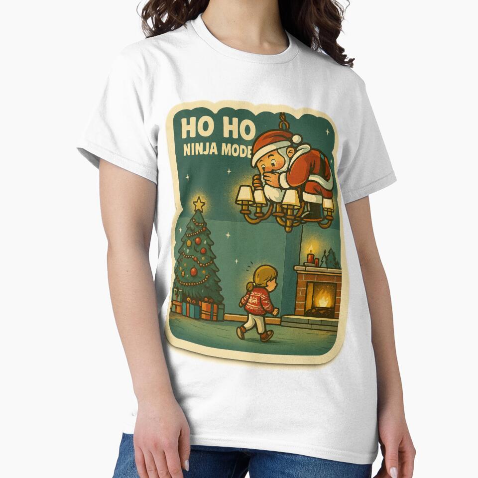 Ho Ho Ho Ninja Mode – Retro Christmas Art by Boldolka