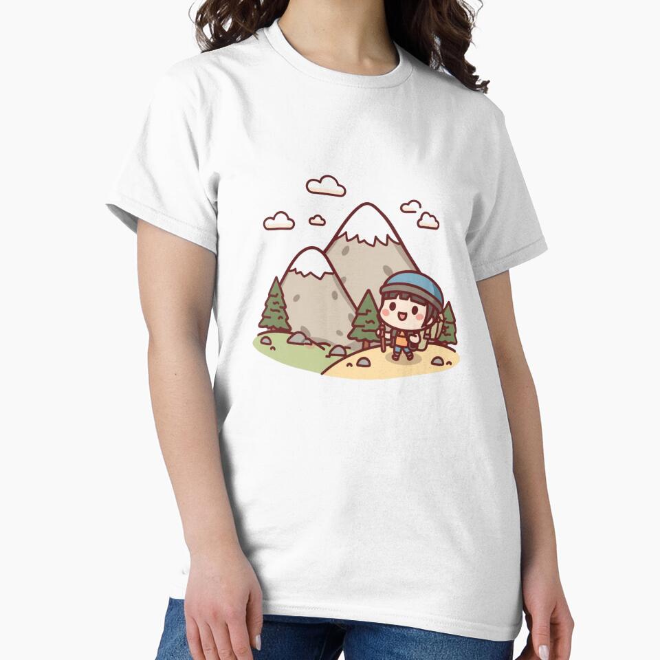 Cute Mountain Hiker Illustration – Kawaii Hiking Adventure Art by Activity01