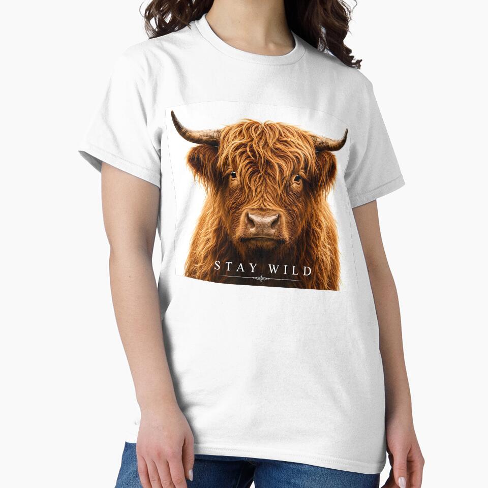 Highland Cow Stay Wild Illustration by Amr Siam