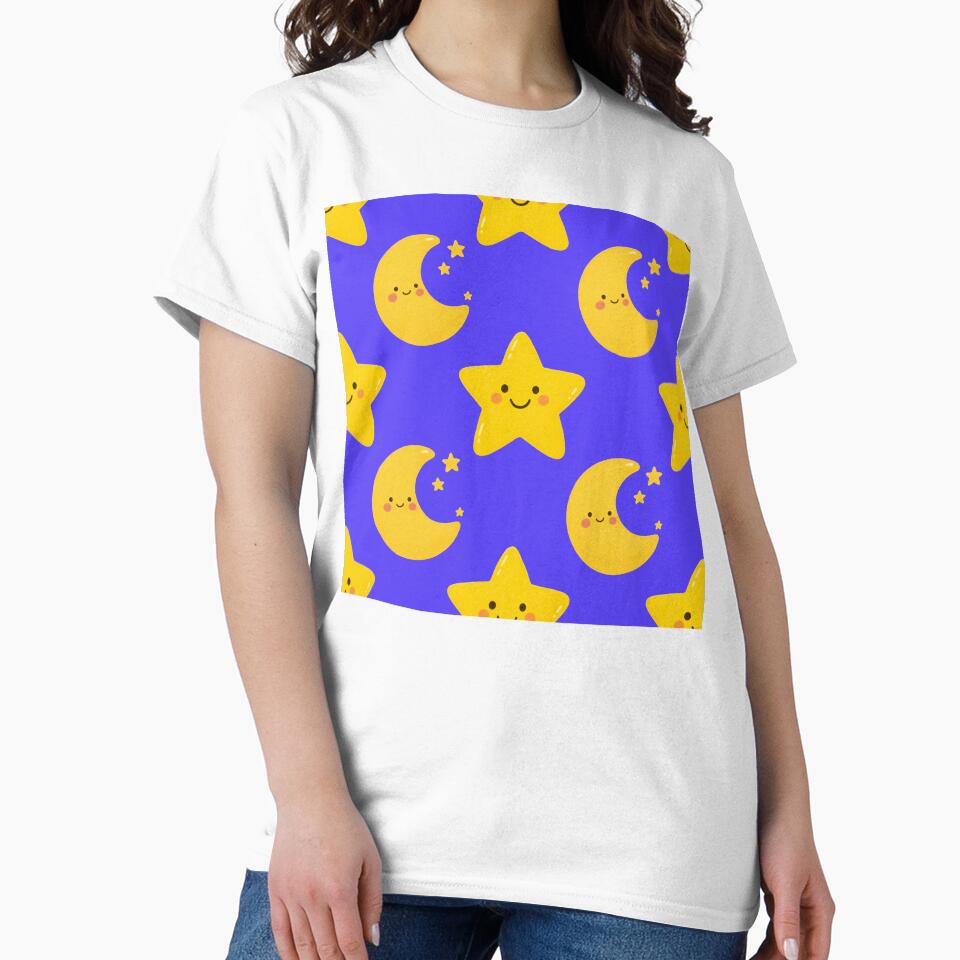Kawaii Moon and Stars Celestial Pattern by jianina-alondra