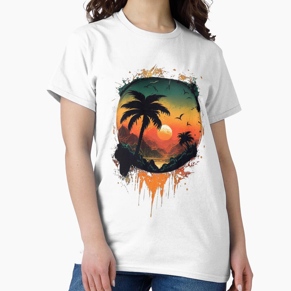 Tropical Sunset Palm Trees | Vintage Summer Beach Aesthetic by ArhaanFashions