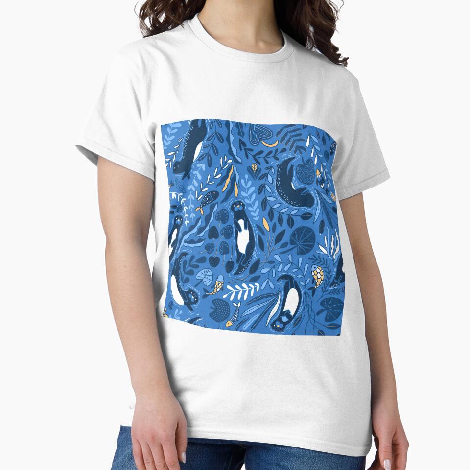 Otters With Abstract Fishes by LittleShop79