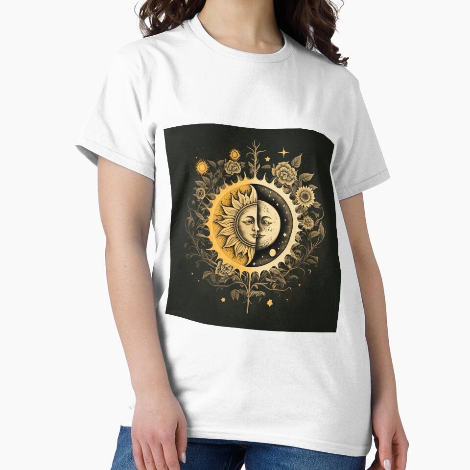 Celestial Symphony  Vintage Sun and Moon Lithograph by RetroZ0