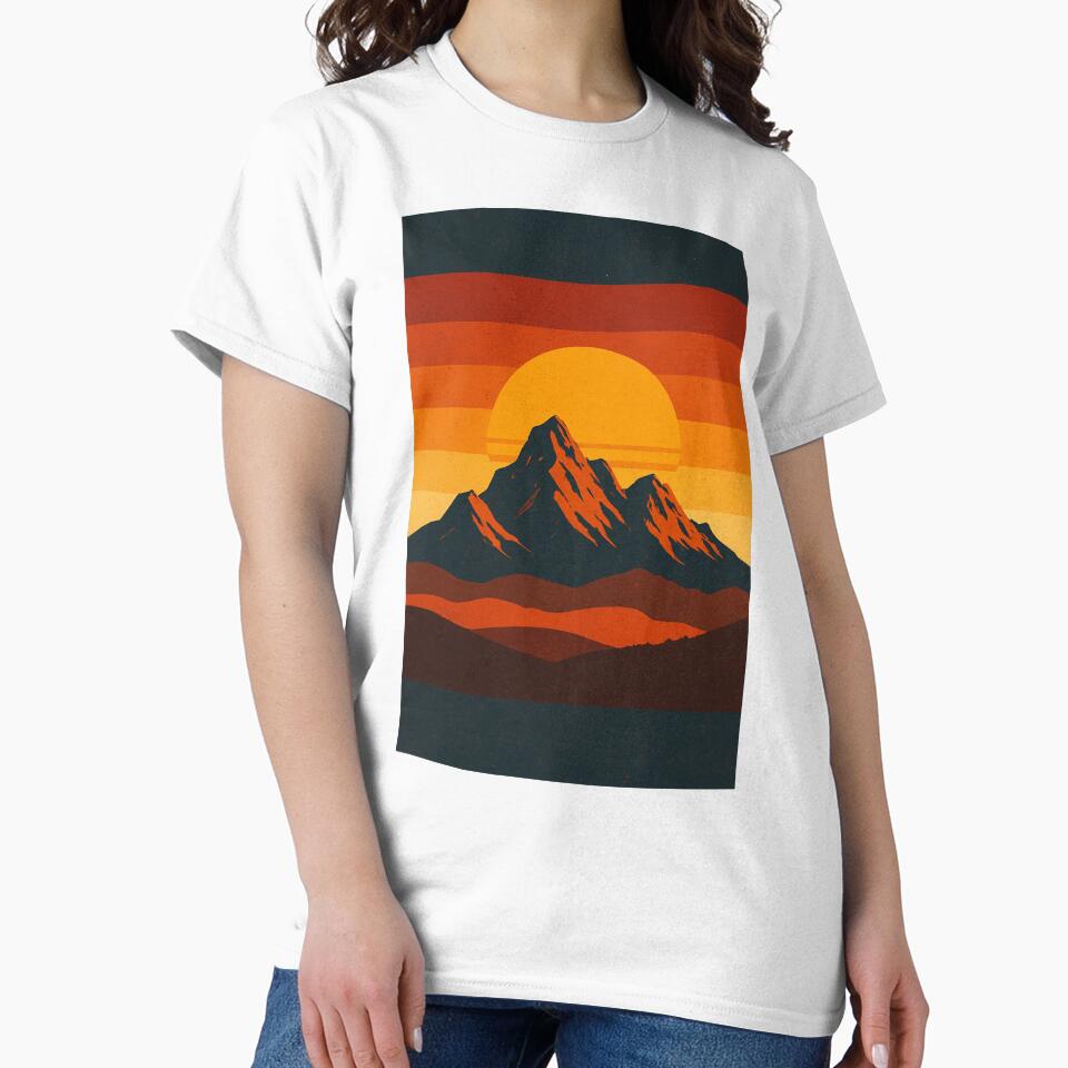 Retro Sunset Mountain Landscape by WauWPrints