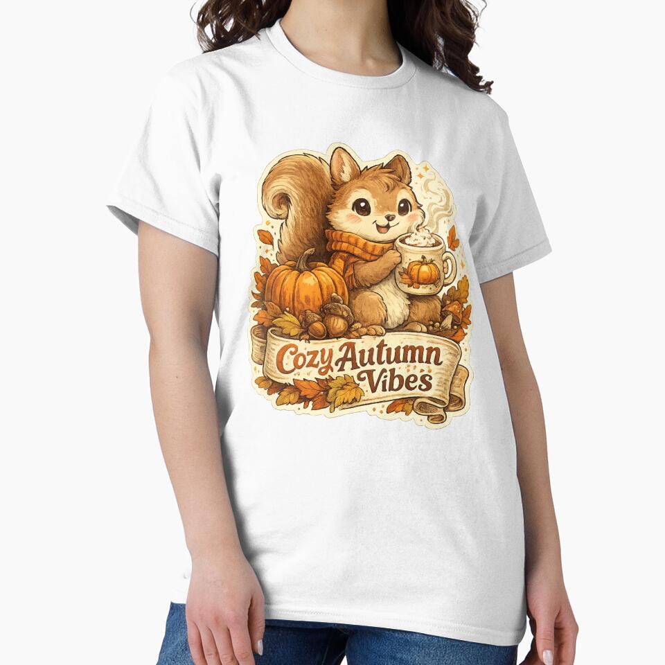 Cozy Autumn Vibes Cute Squirrel with Pumpkin Spice Coffee | Fall Aesthetic Vintage by Mahmoud Salah