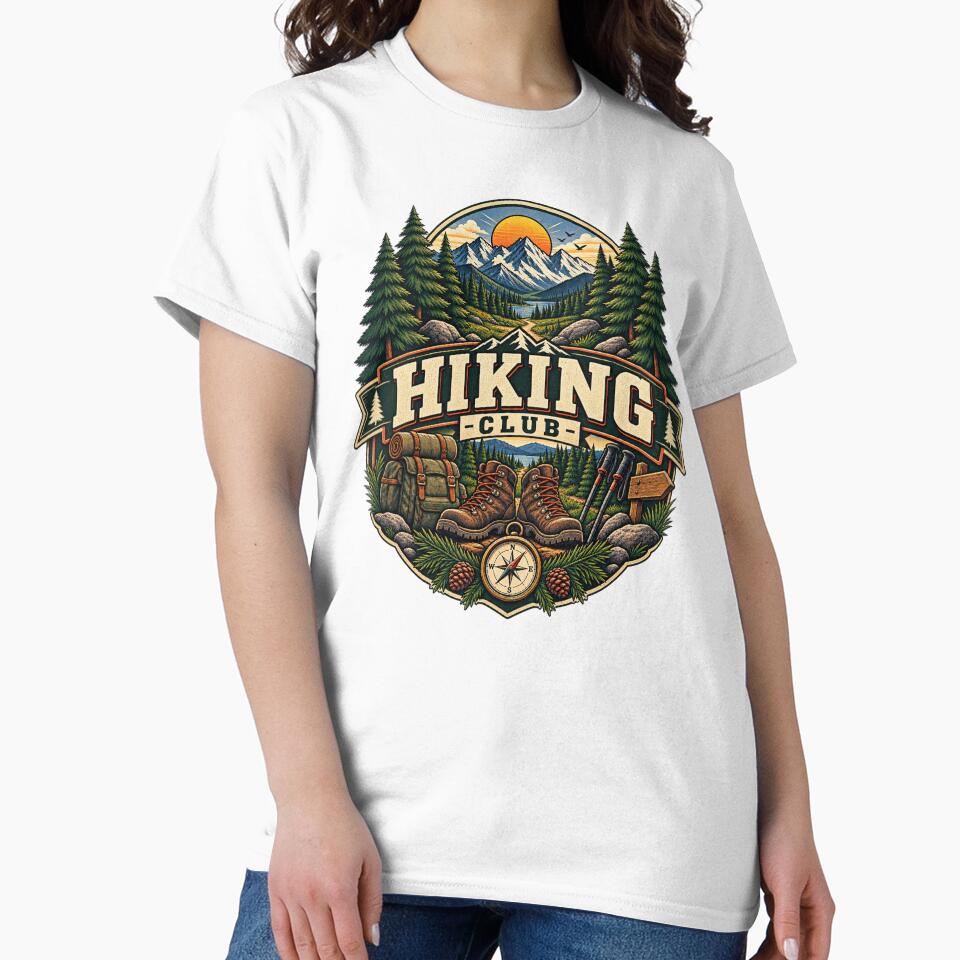Hiking Club Vintage Mountain Trail Outdoor Adventure Design by RobertArt08