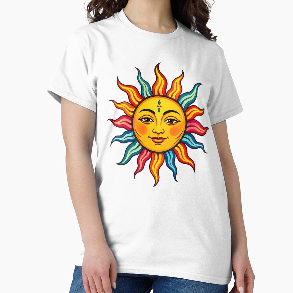 Bohemian Sun Face Celestial Symbol by Myra365Art