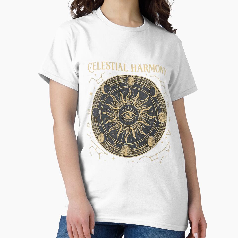 Celestial Harmony Vintage Sun Moon Zodiac Phases by ZENVIRART