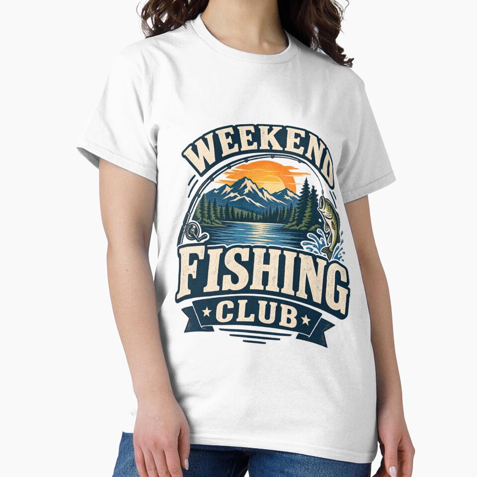 Weekend Fishing Club Vintage Fishing Lake Outdoor Adventure T-Shirt by youcefben48