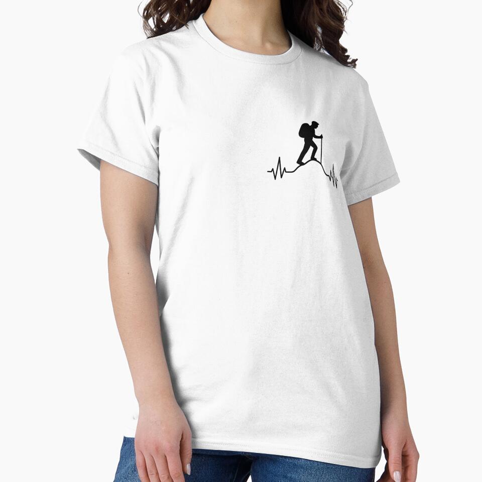 Hiking Heartbeat – Mountain Explorer Silhouette, gift for hikers by TrendDropsMerch
