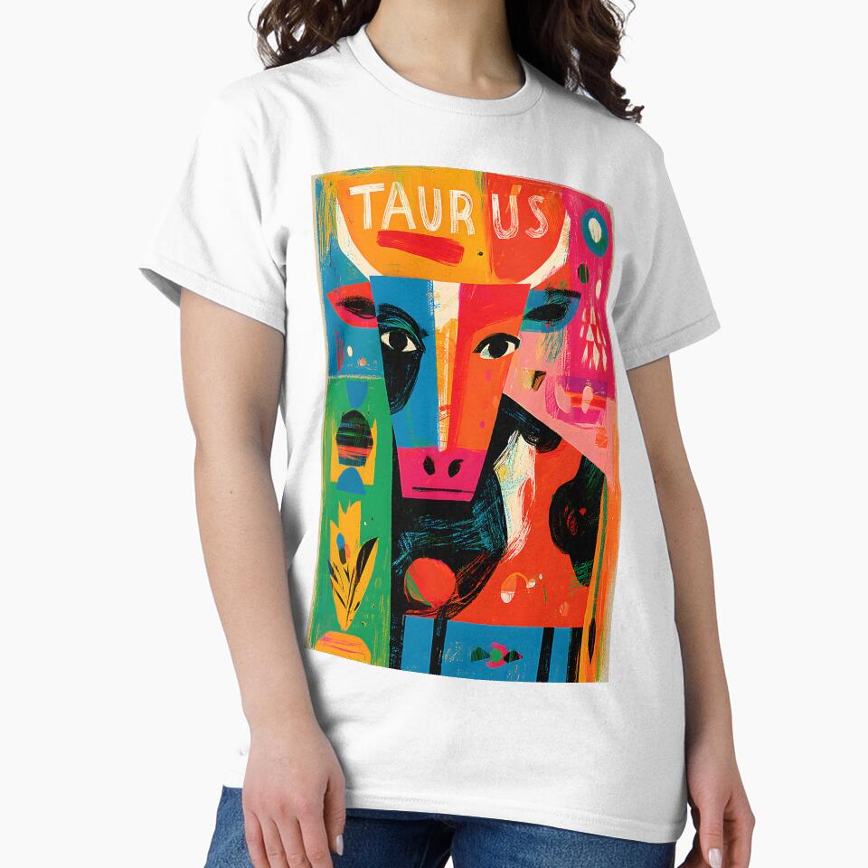 Taurus Zodiac Symbol with Bold Geometric Design and Vibrant Contemporary Astrology Wall Decor by OlfactoART Studio