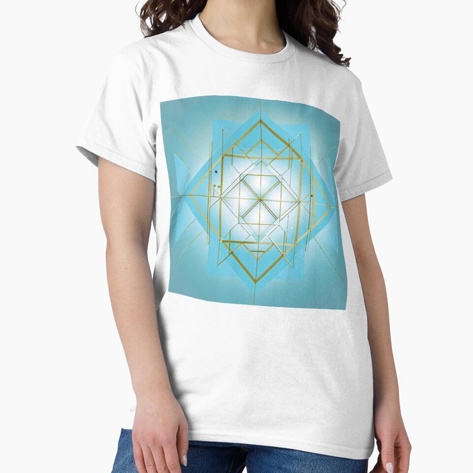 Sacred Geometry Angular Grid System Design – Minimal Gold Line Structure on Teal Background by ArtivaNest