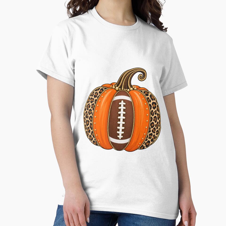 Leopard Print Football Pumpkin for Autumn Game Day by skyartdesign