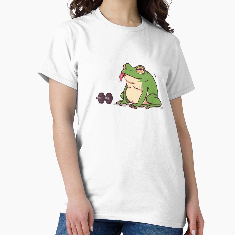 Tired Frog Gym Workout Funny Cartoon by Katzpy