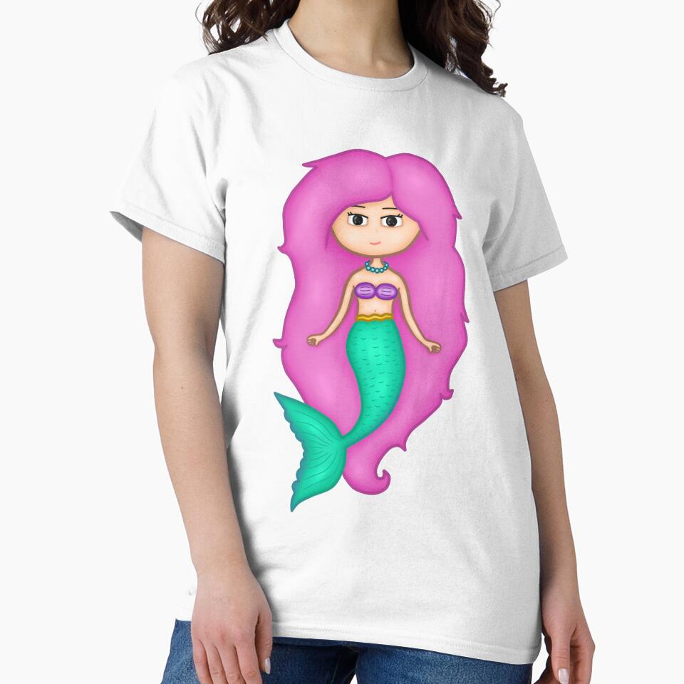 Adorable Mermaid With A Precious Face Drawn in The Kawaii Style - Perfect For Decorating Baby's Nursery by CreativeCranium