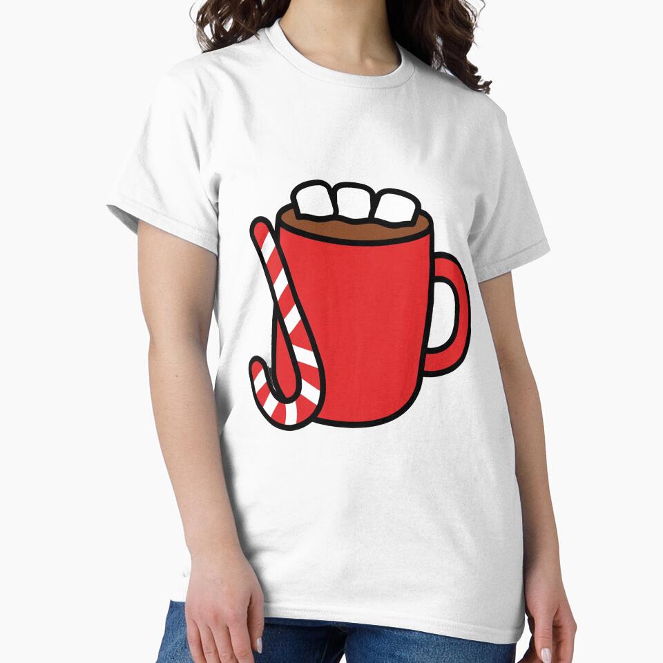 Hot Cocoa Mug with Marshmallows - Bold Flat Vector Holiday Tee by KERK Art and Design