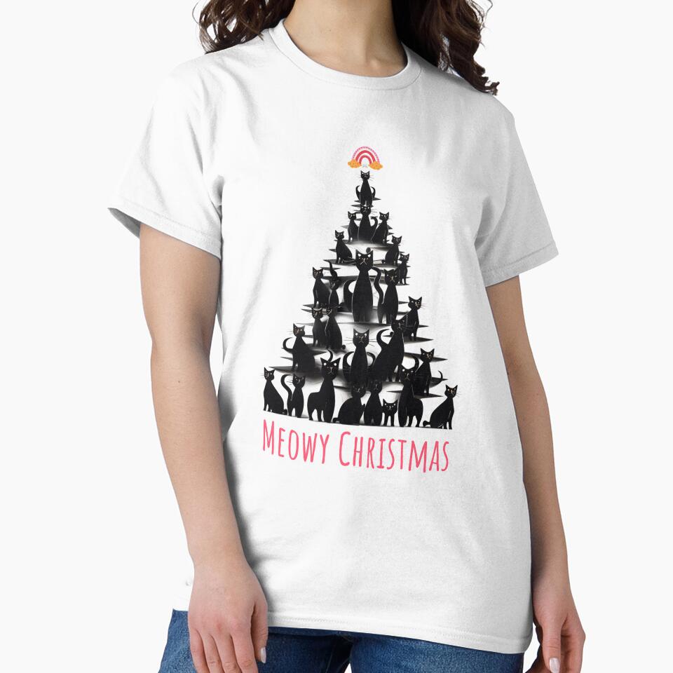Black Cat Christmas Tree Christmas Cat Meowy Christmas Xmas Cat by OliveAndSnow