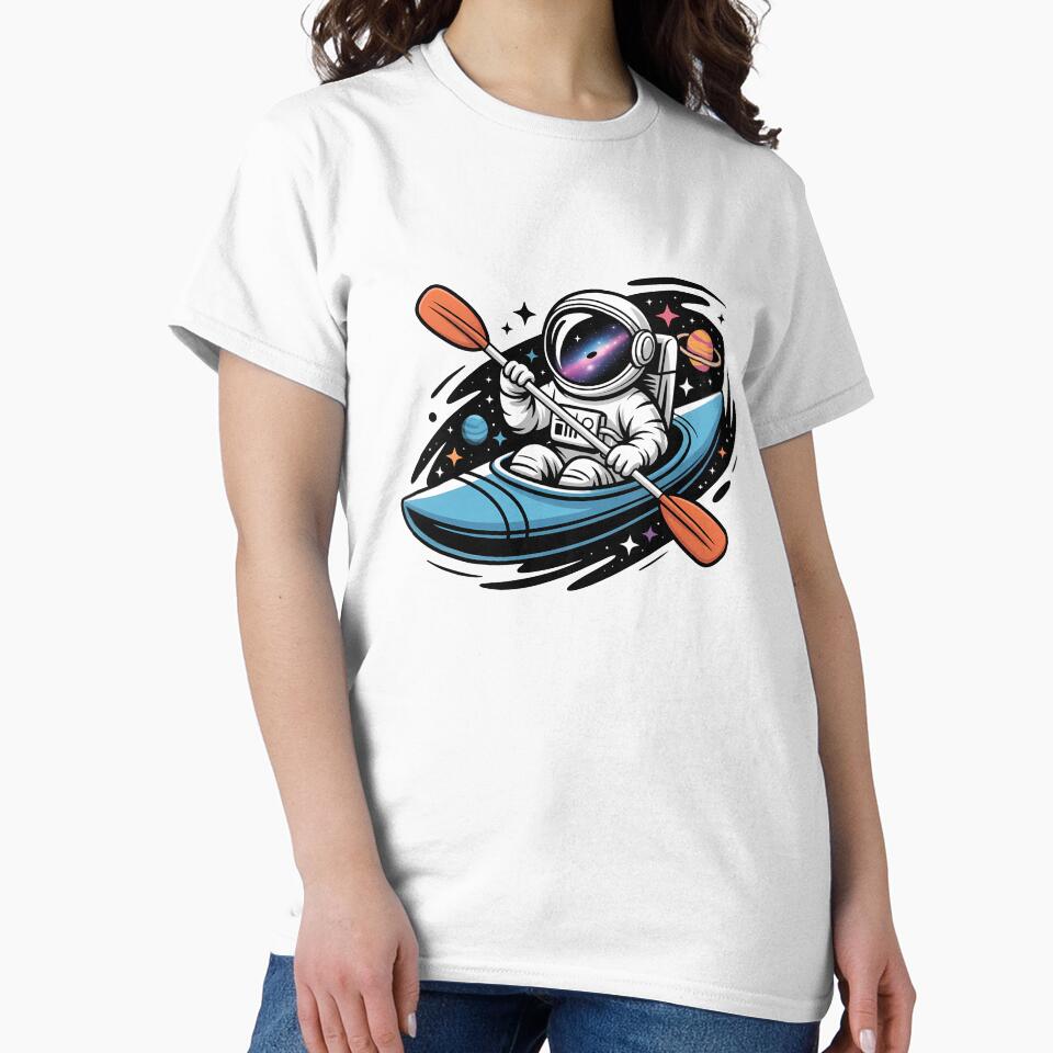 Astronaut Canoe in Space - Cool Astronomy T-Shirt by LoFizzy