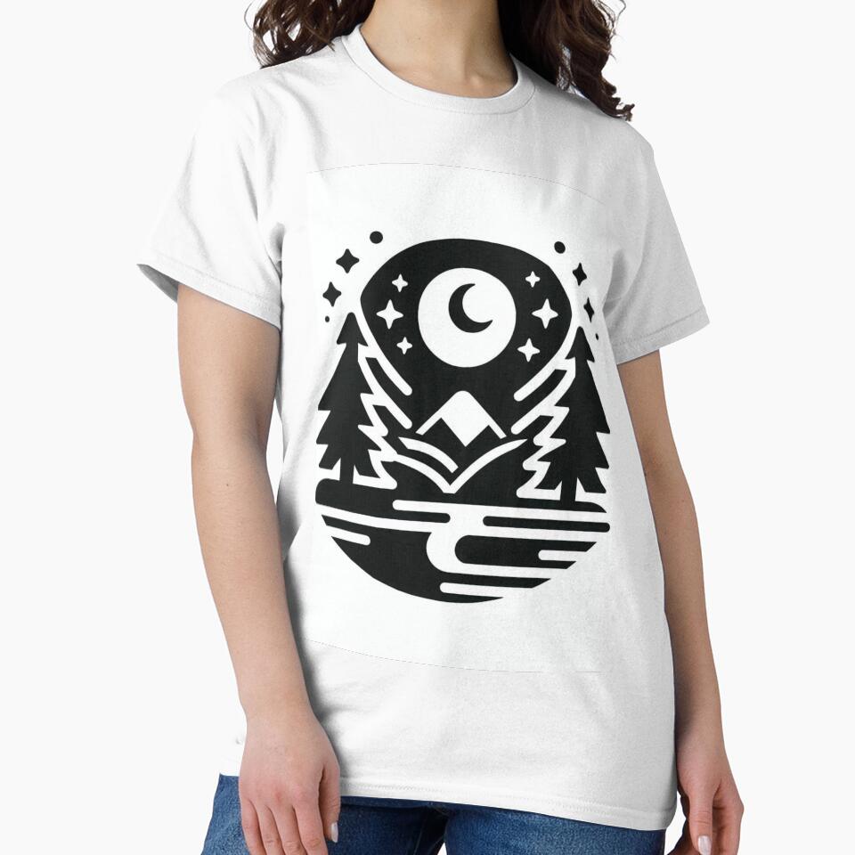 Mystical Forest Crescent Moon - Spiritual Landscape Nature Mountain Adventure by Lyvion design