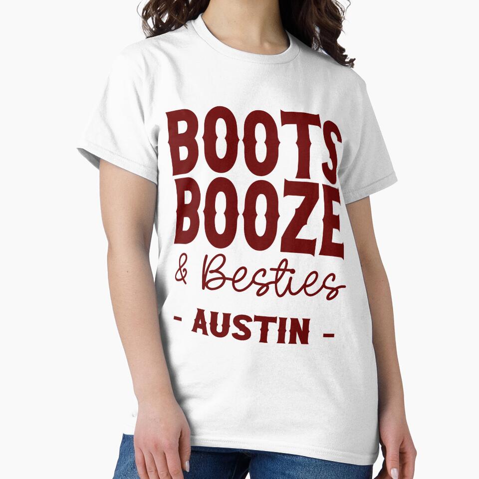 Austin Bachelorette Party Dark Red Boots Booze and Besties Country Western Design by mysticblvd