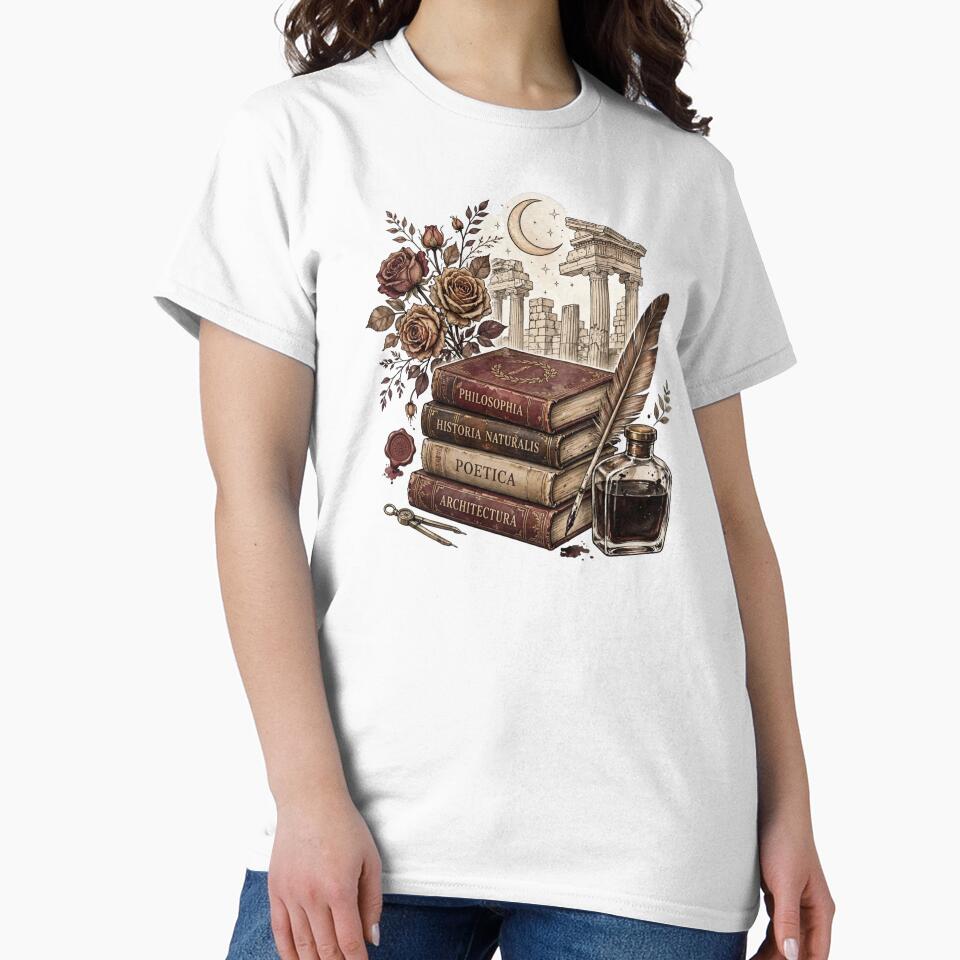 Dark Academia Books Stack - Vintage Philosophy Aesthetic Library by StyxIND