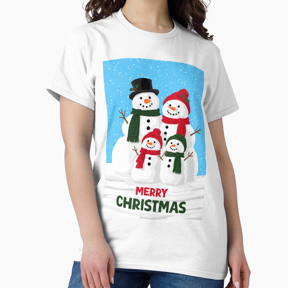 Snowman Family Merry Christmas Card by The Home Of Pink Peach