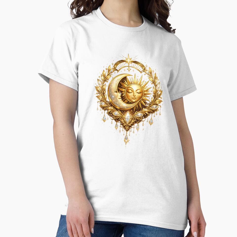 Golden Celestial Moon & Sun Emblem – Luxury Art Deco Cosmic Design | Emoji Emblems by Emoji Emblems