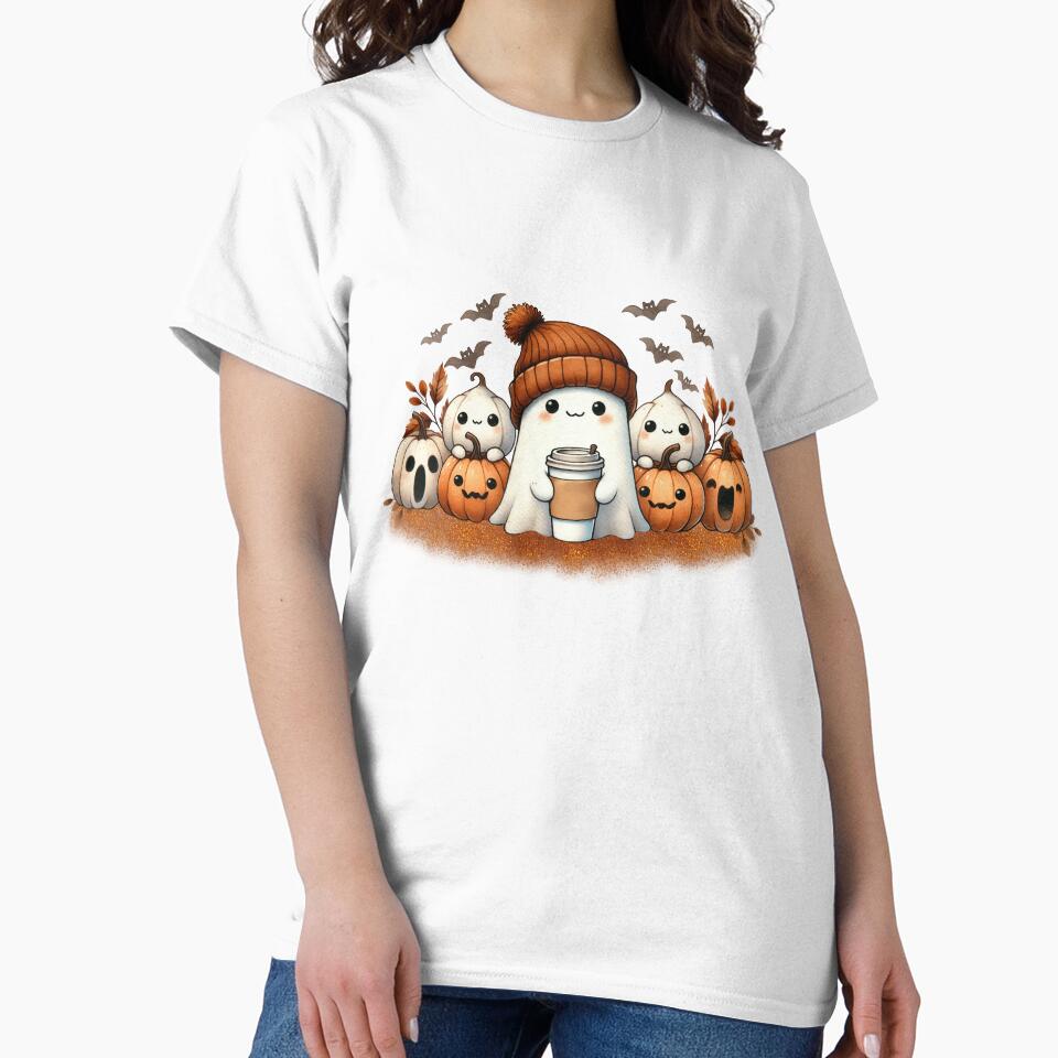 Cute Fall Ghost with beanie by amorprint