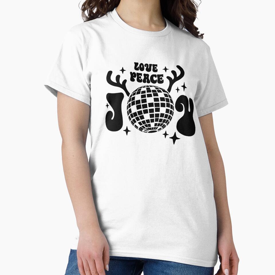 Love Peace Joy Disco Ball Reindeer in black by Susan-Marie220
