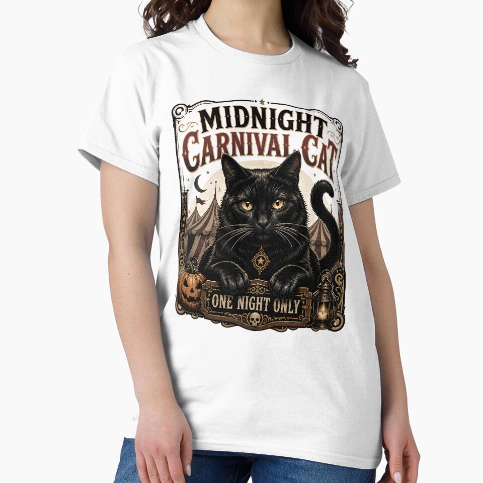 Midnight Carnival Cat Black Cat Halloween Retro Poster by BernoNickel