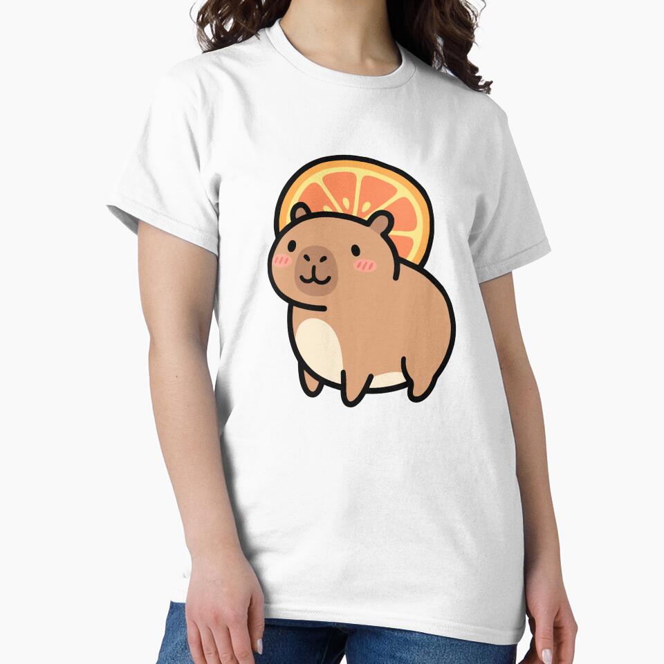 Kawaii Capybara with Orange on Head Cute Cartoon by Eldaz