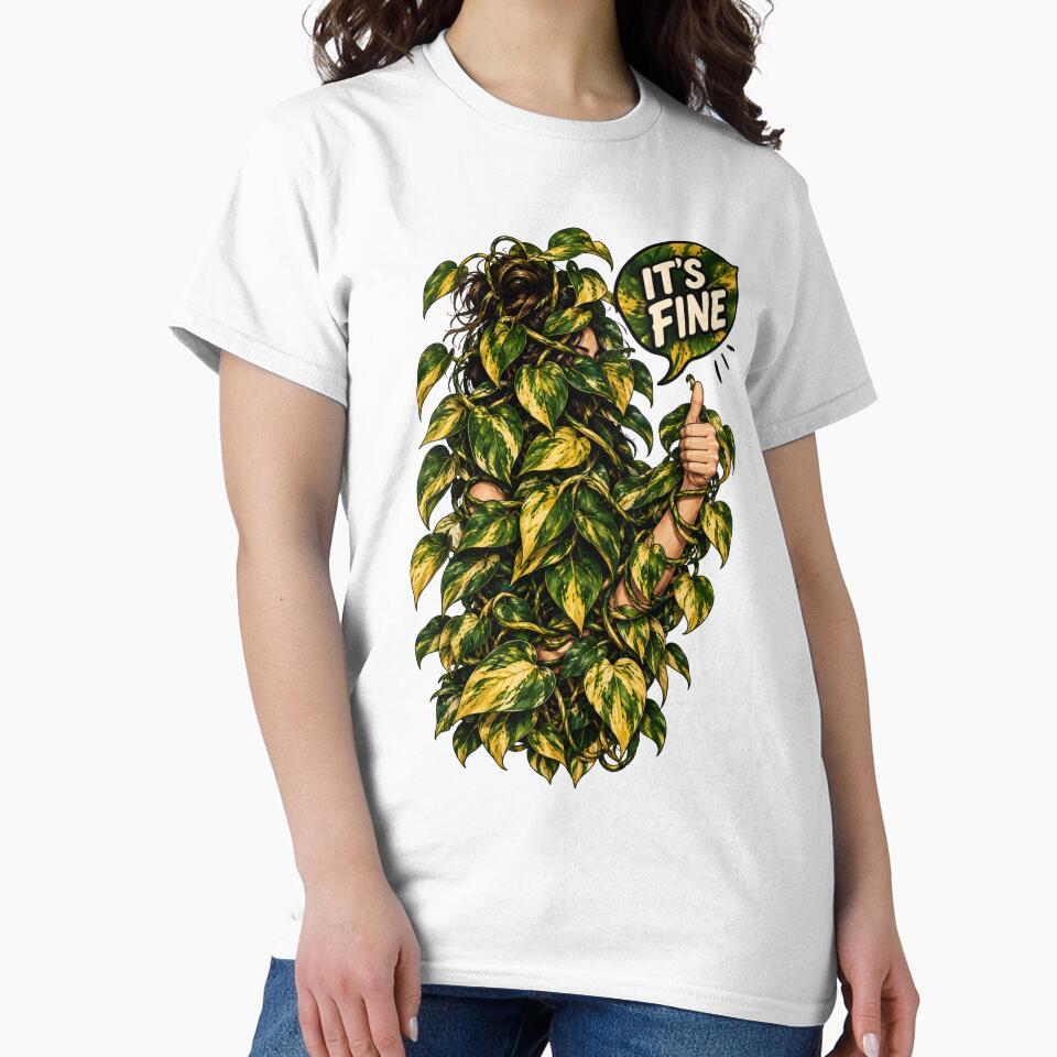 It's Fine Pothos Plant Lady Funny Epipremnum by Sycamorre