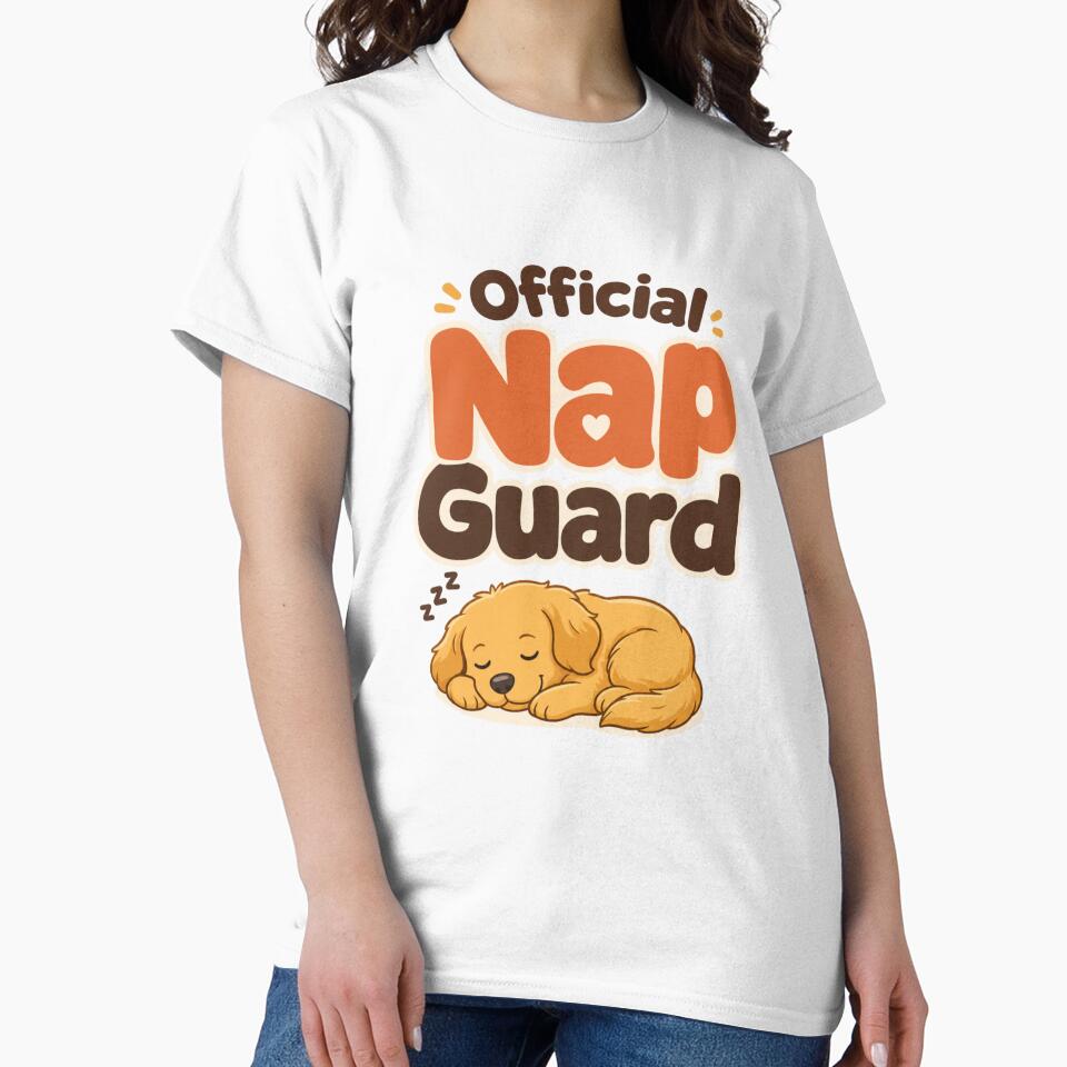 Official Nap Guard Golden Retriever Dog Dad T-Shirt by Ashley critters