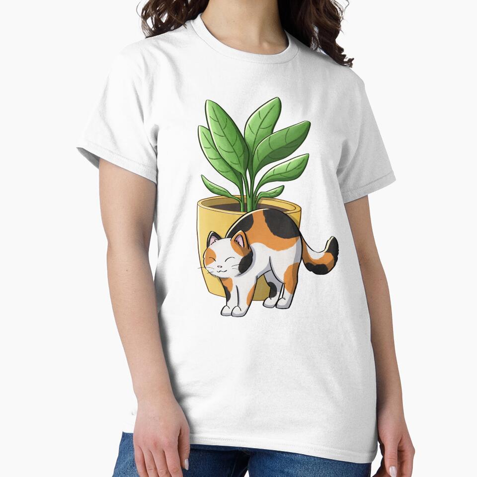 Calico Cat And Plant by Meowrye