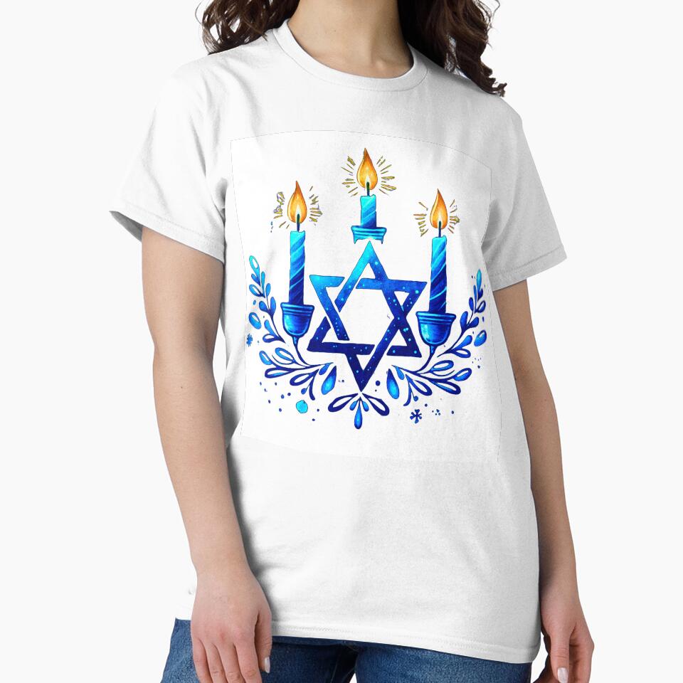 Hanukkah Star Of David Blue Menorah With Candles by DEC02