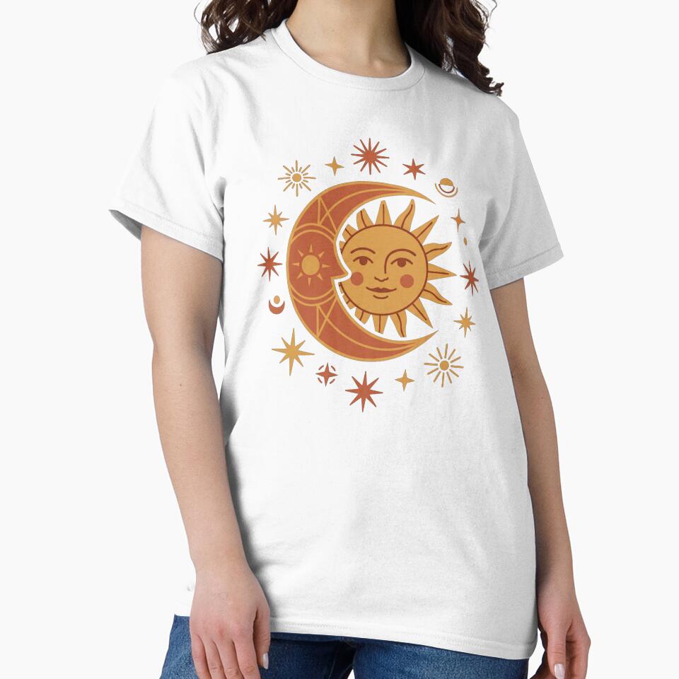 Vintage Boho Celestial Sun and Moon Face by TeNovaStudio