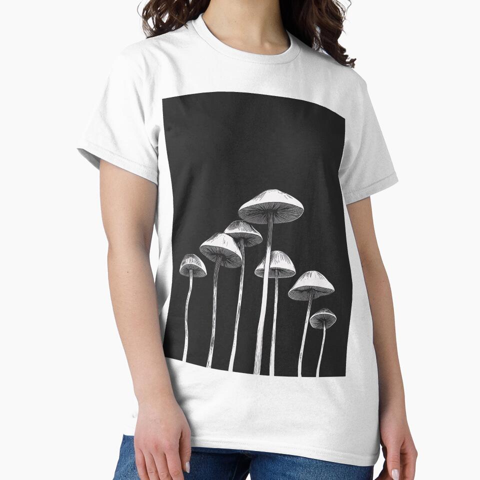 Dark moody mushrooms on black background - elf goth botanical cottage core forest goblin core goth whimsy fairy grunge emo night by Fantasy Cache