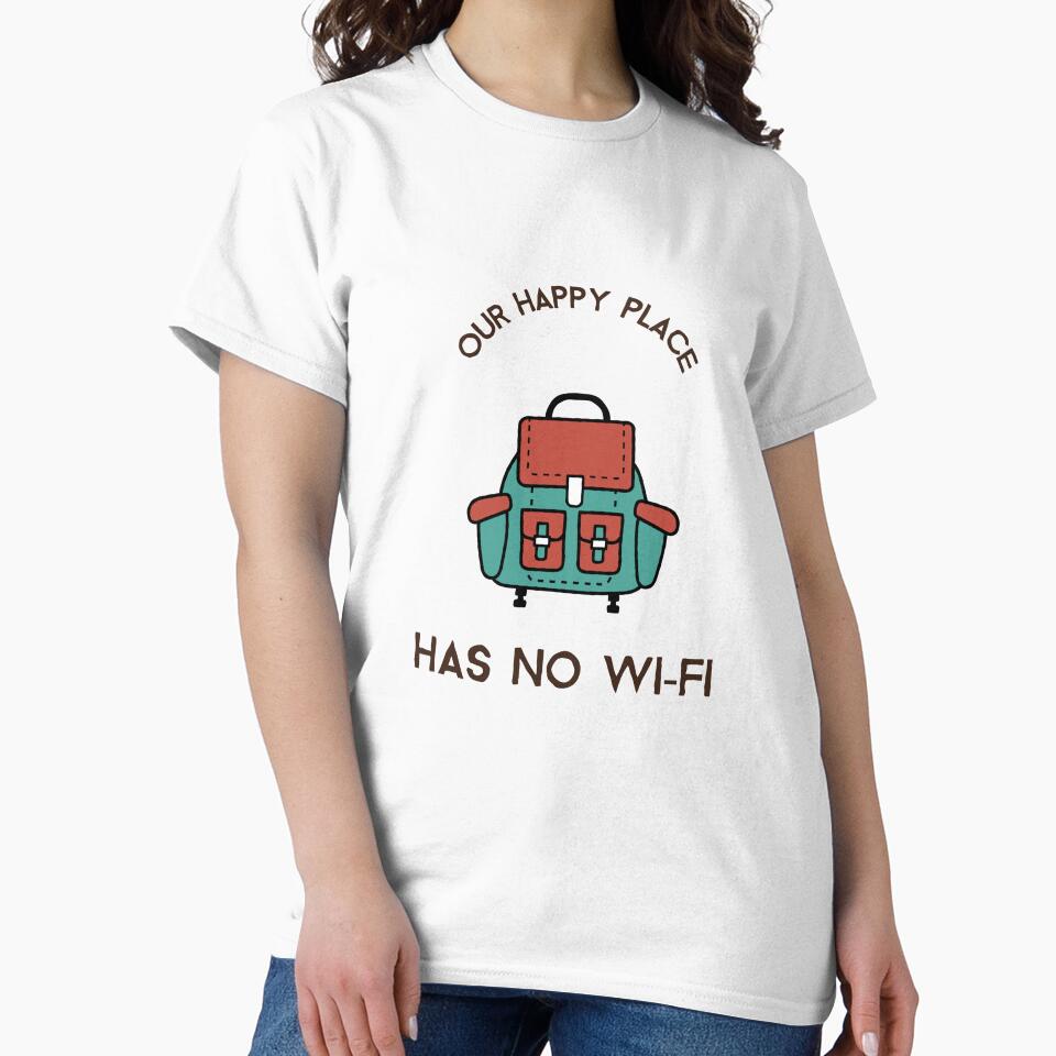 Our Happy Place Has No Wi-Fi Hiking Couple T-Shirt by Southside.Studio